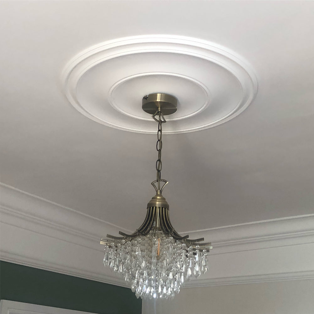Plain Spun Plaster Ceiling Rose on high ceiling