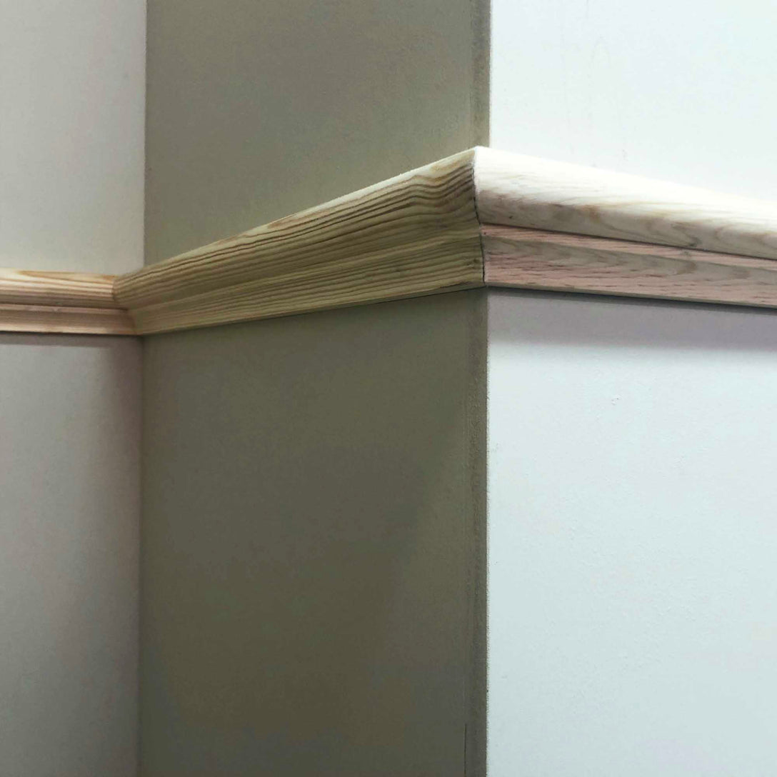 corner section of Antique Timber Panel Mould dado rail 41mm x 28mm