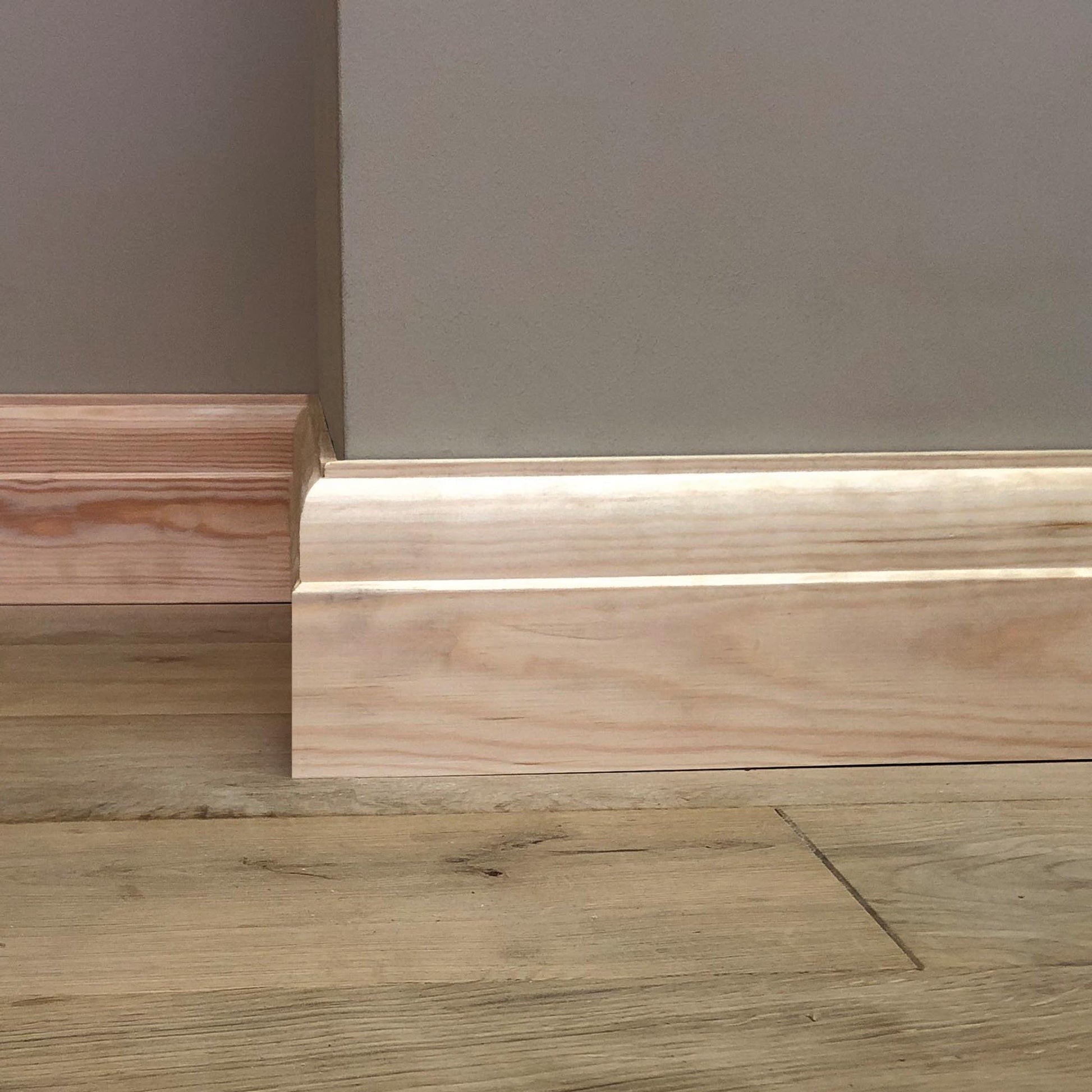 section of fitted 5 inch Timber Skirting Board - 117mm x 21mm