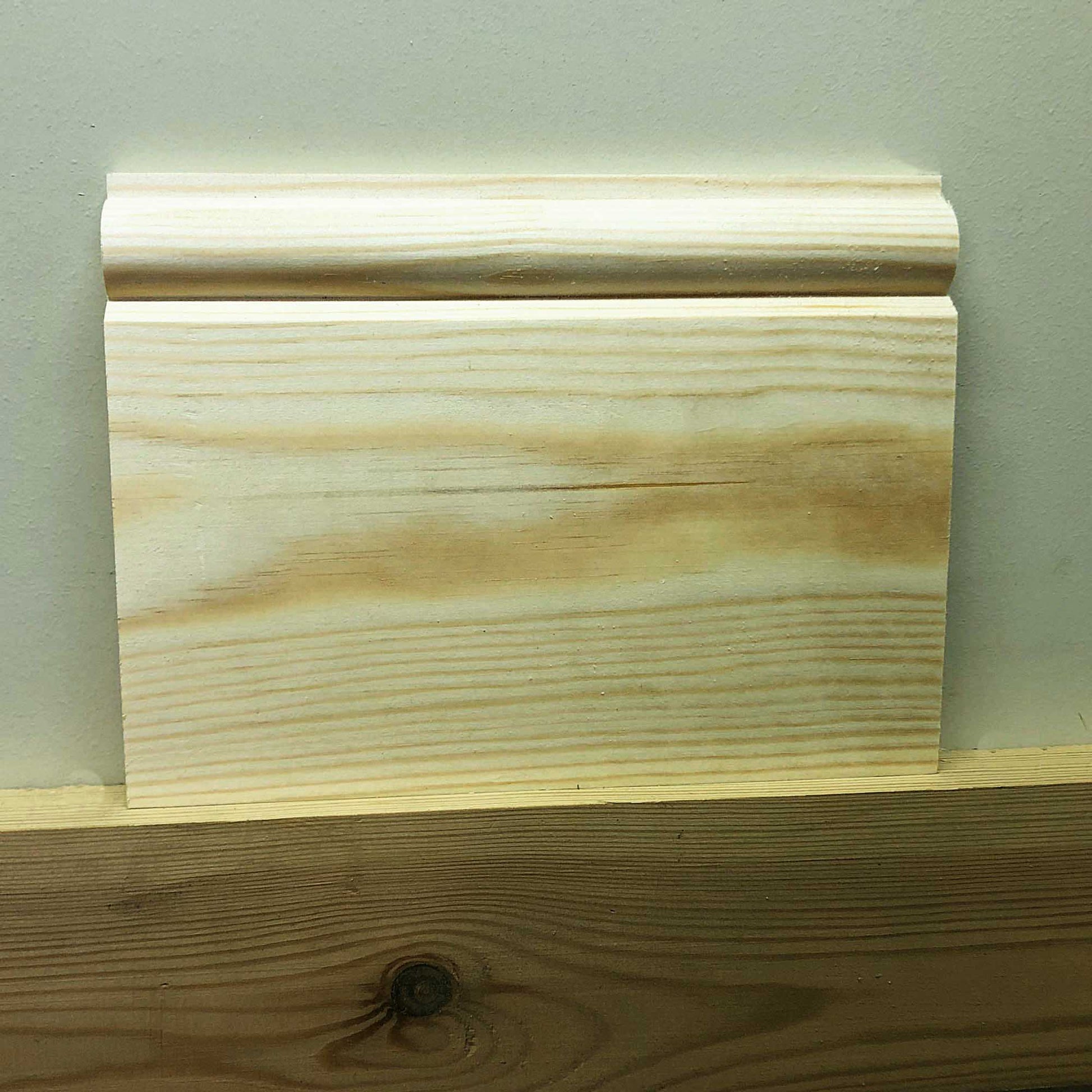 photo showing cut-off of Torus Timber Skirting Board section 168mm x 21mm