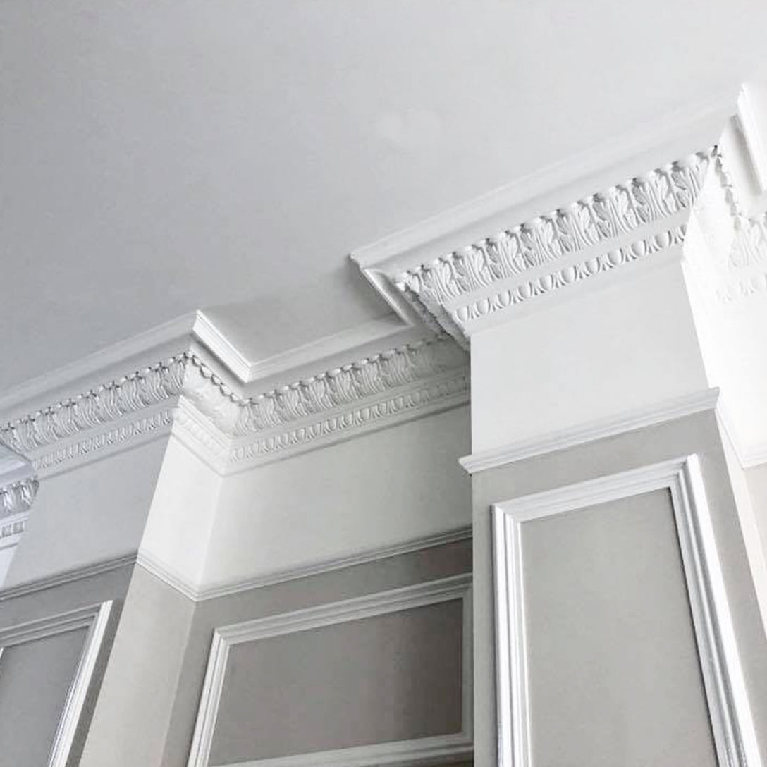 complex section of victorian Plaster Coving shown with picture rail and architrave 235mm Drop