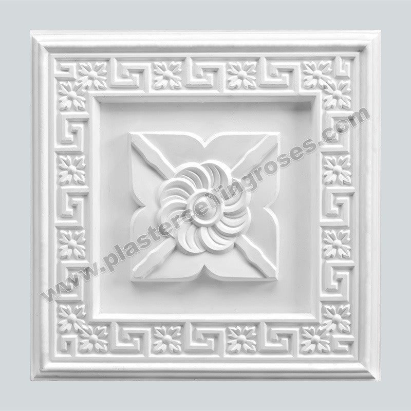 Greek Key Square Plaster Wall Plaque against white wall