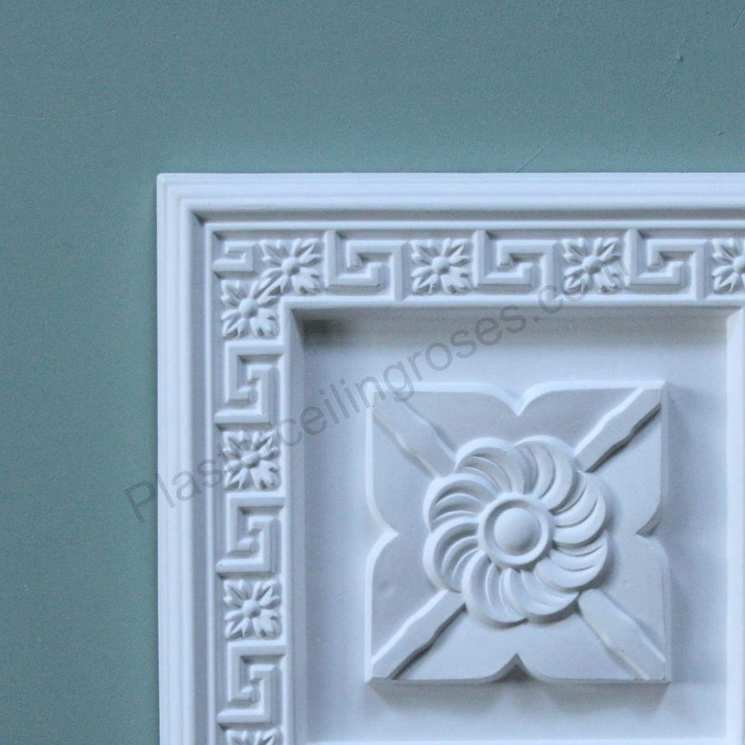 Greek Key Square Plaster Wall Plaque corner overview