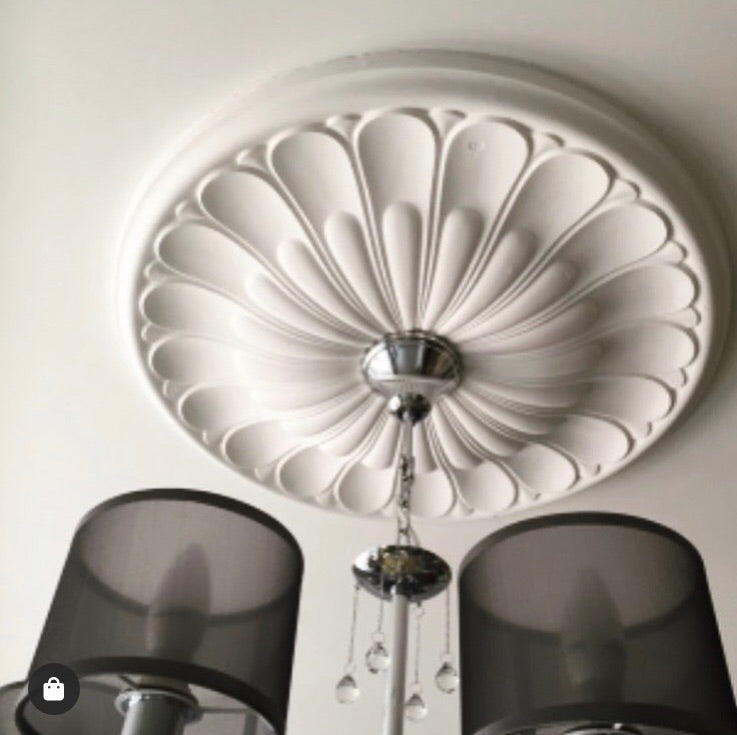 close up photo of Art Deco Floral Plaster Ceiling Rose 680mm dia.