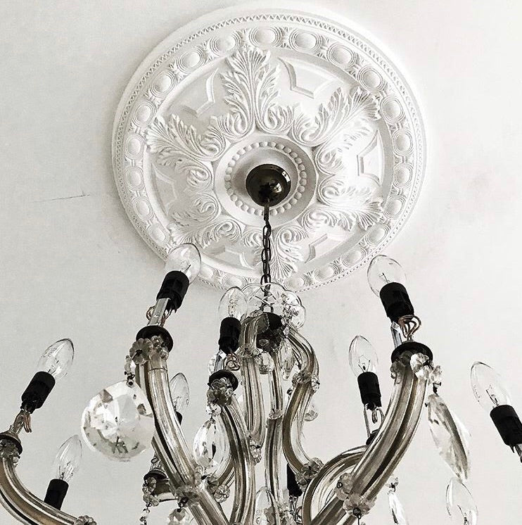 Large Acanthus Leaf Plaster Ceiling Rose from below