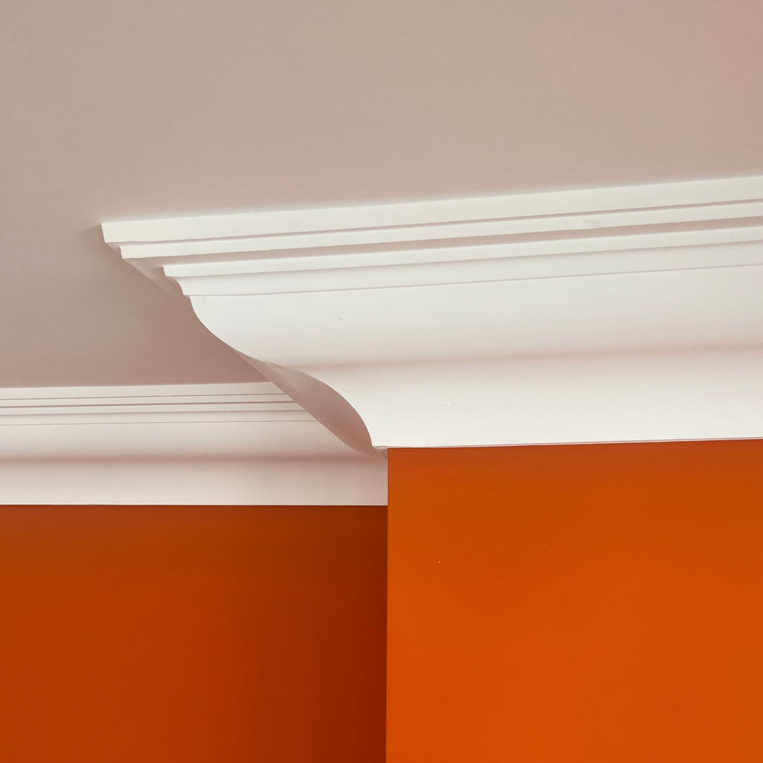 Victorian Ogee Cornice 200MM with orange walls