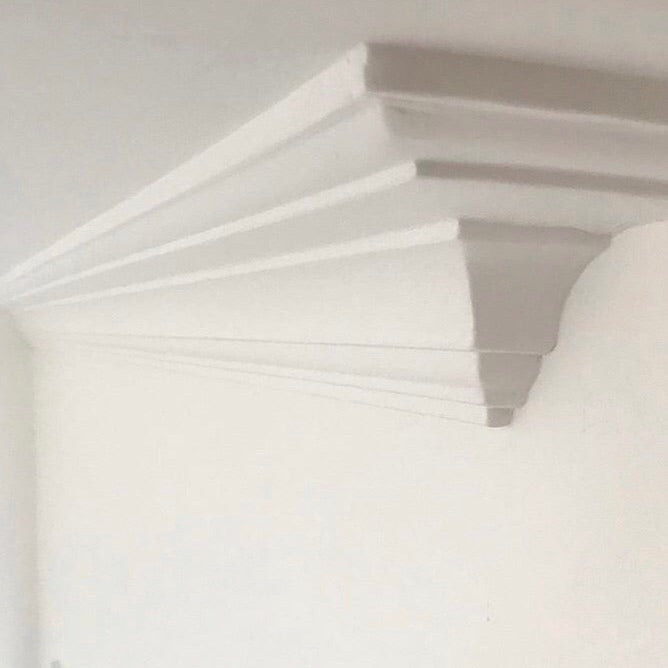 image shows victorian Plaster Coving end section - 110mm Drop