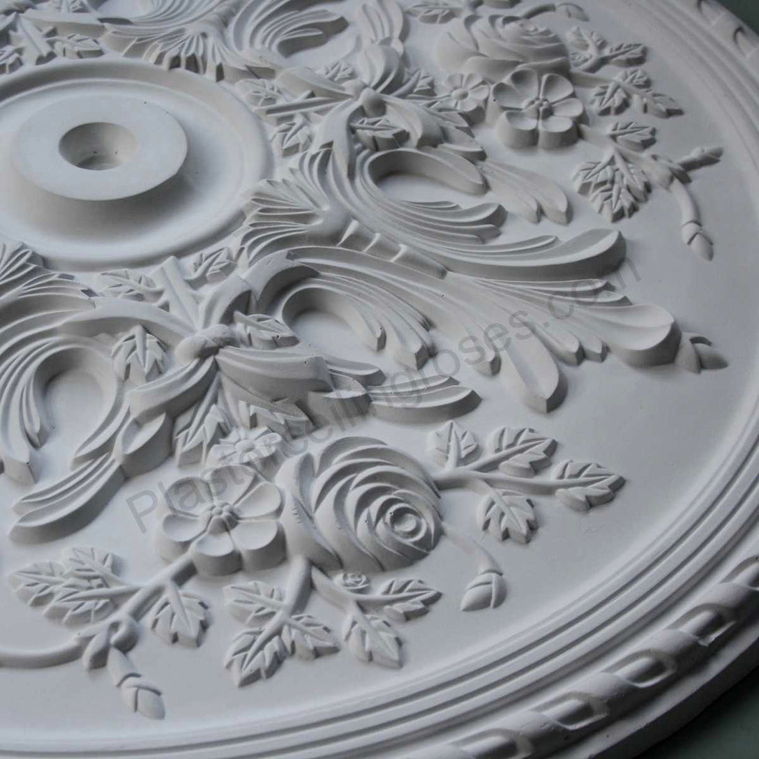 Wild Rose Plaster Ceiling Rose details up-close