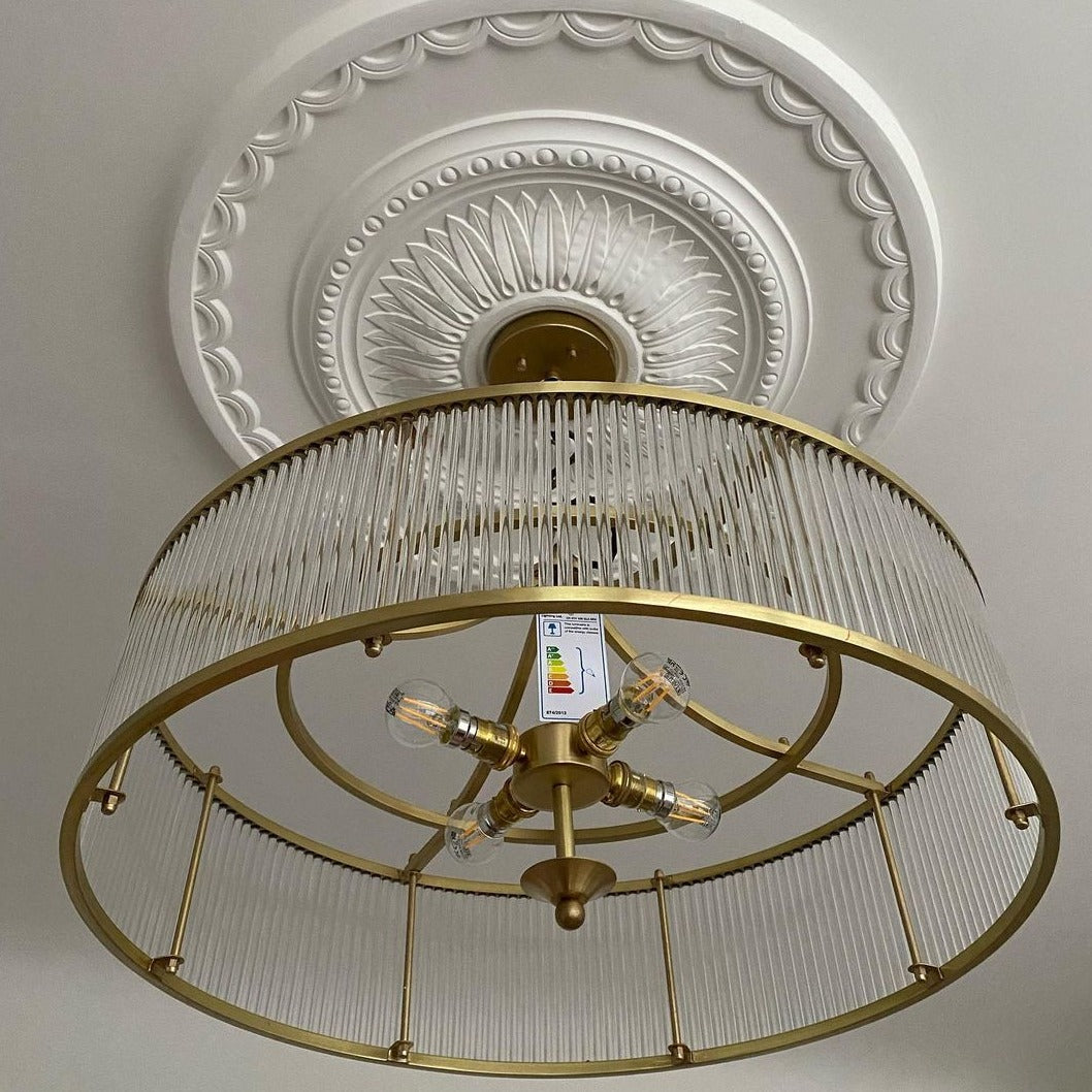 victorian sunflower ceiling rose with art deco chandelier