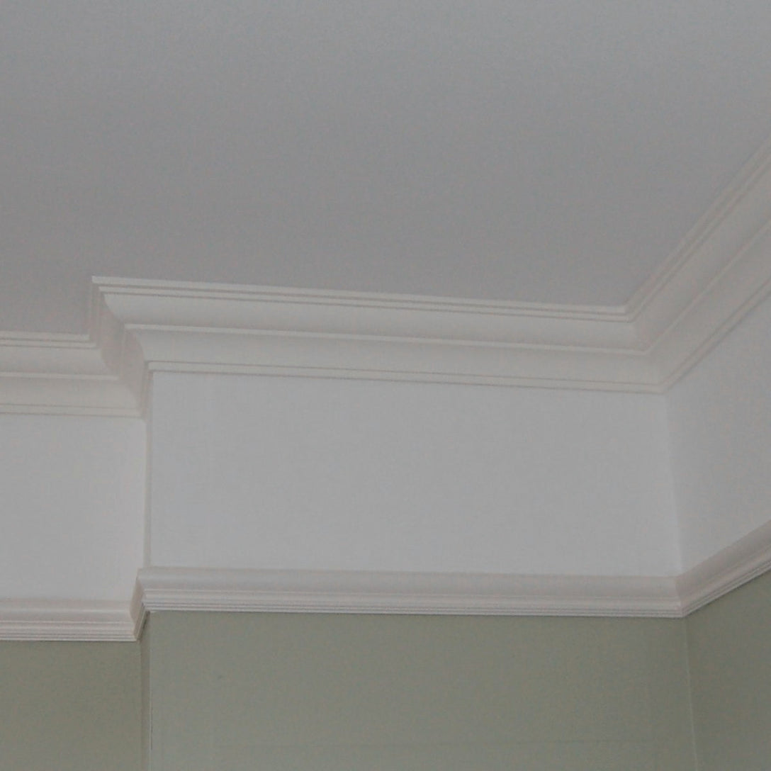 image shows victorian Plaster Coving fitted with picture rail 110mm