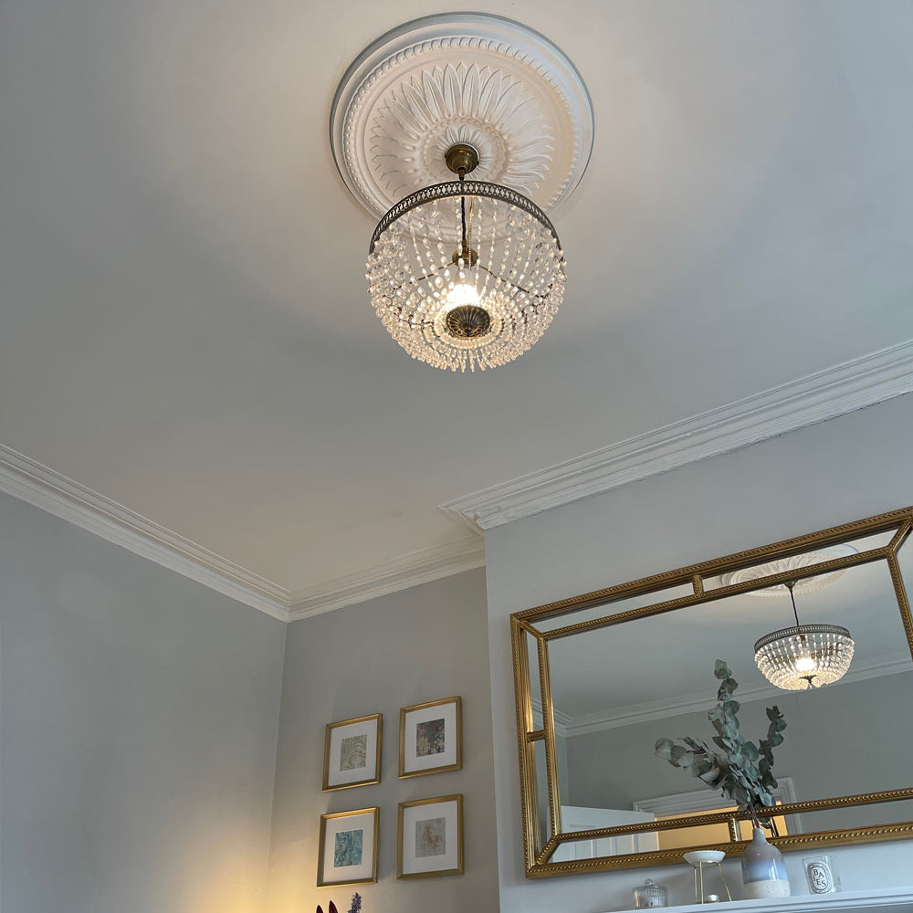 Sunflower Plaster Ceiling Rose on high ceiling