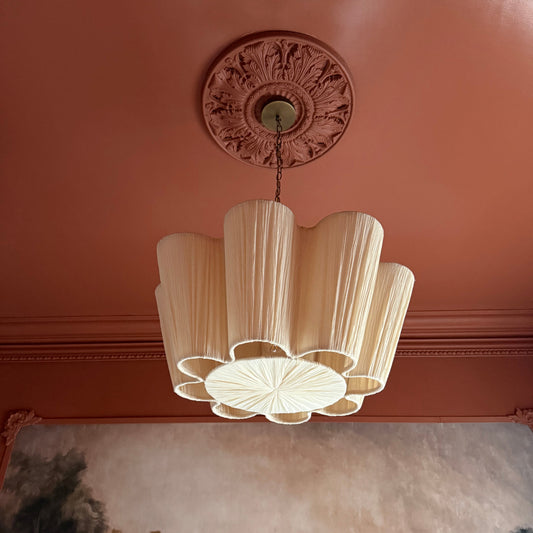 victorian plaster ceiling rose painted pink