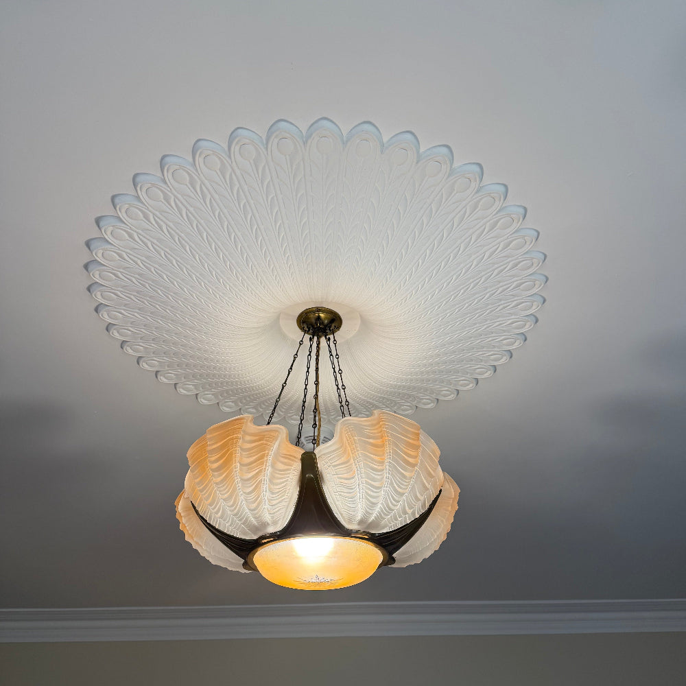 Example of Large Ornate Plaster Ceiling Rose Installed