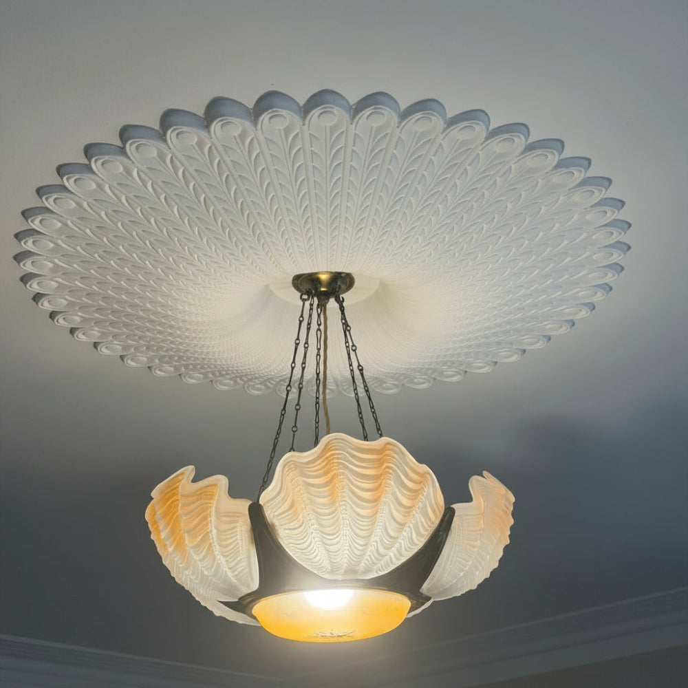 Example of Large Ornate Plaster Ceiling Rose Installed. 