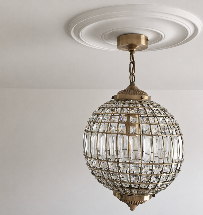 Timeless installed plaster ceiling rose