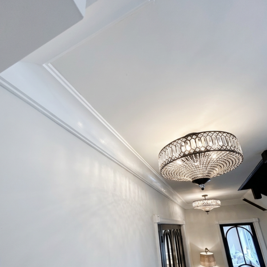 Example of installed plain plaster coving