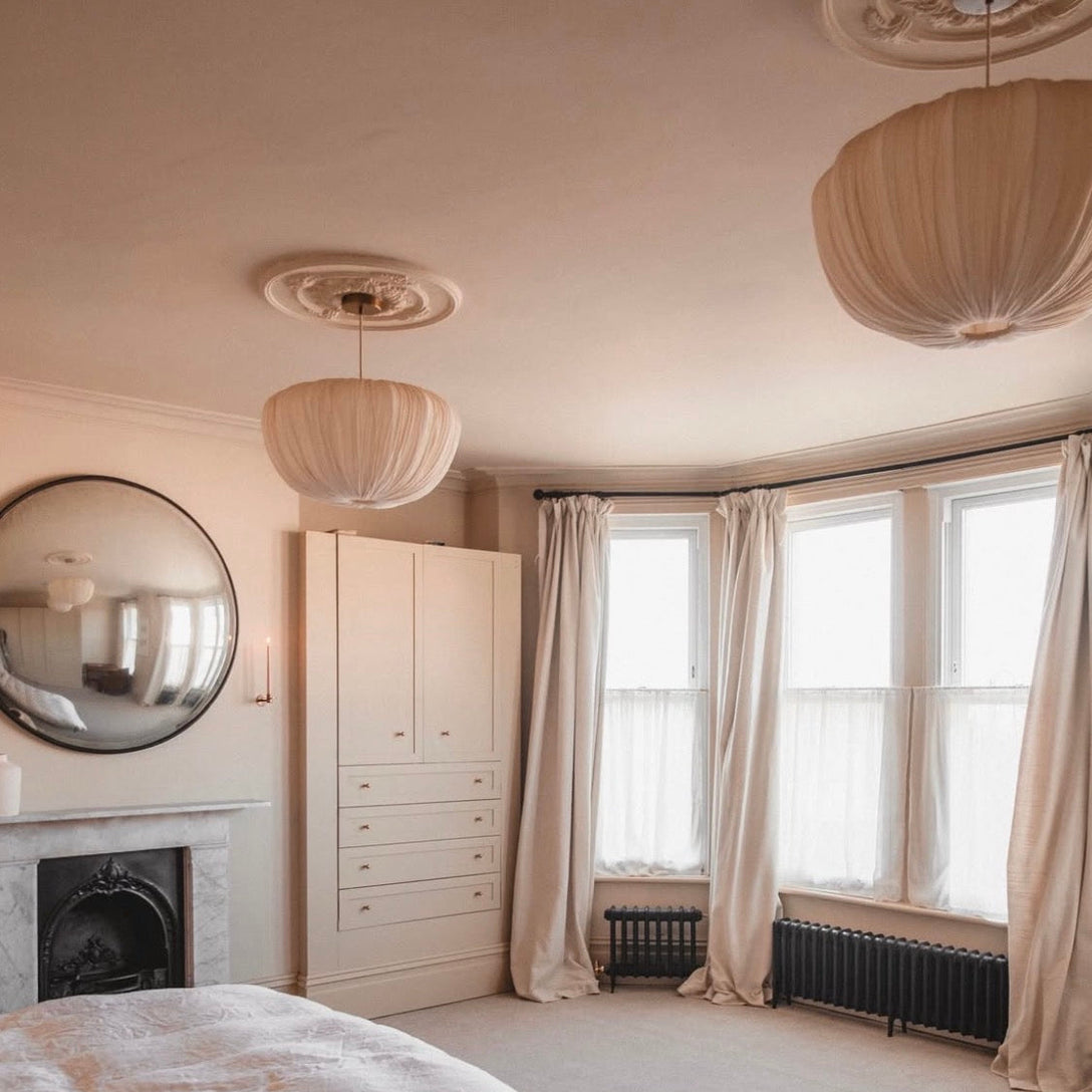 Colour Drenched Plaster Ceiling Rose in Main Bedroom
