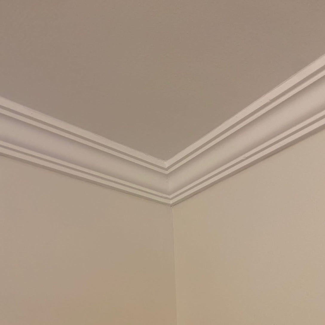 corner joint of victorian plaster ceiling roving