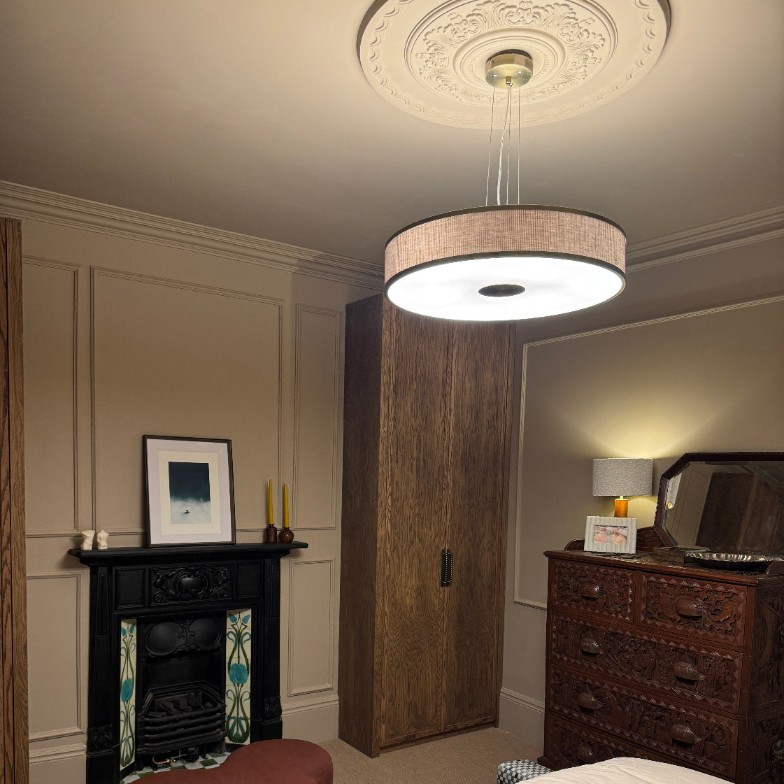 Ornate Ceiling Rose in Main Bedroom. 