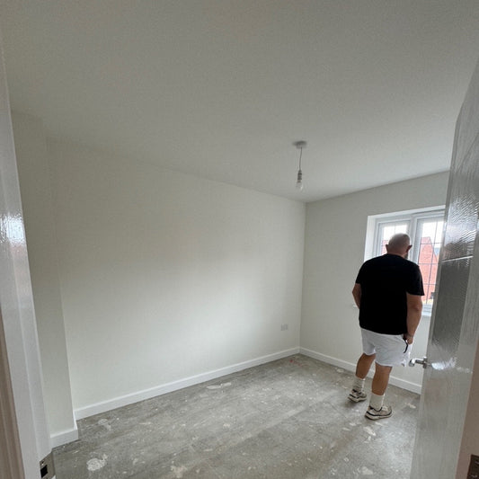 Empty room before plaster ceiling rose instillation project 