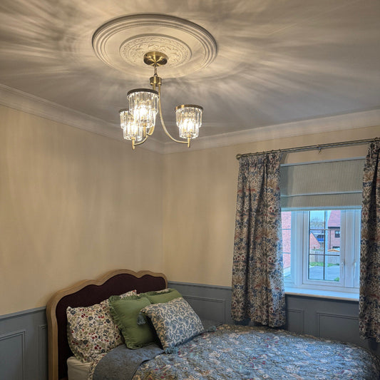 acanthus plaster ceiling rose fitted in bedroom