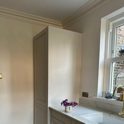 victorian swan neck plaster cornice fitted in kitchen