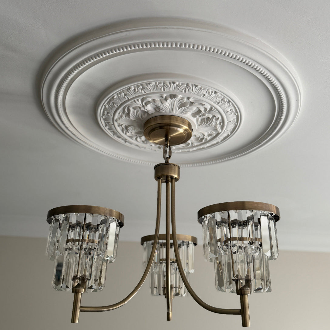 Close up of Acanthus Leaf Plaster Ceiling Rose