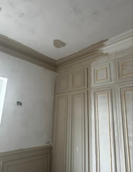 swan neck plaster cornice during decoration 