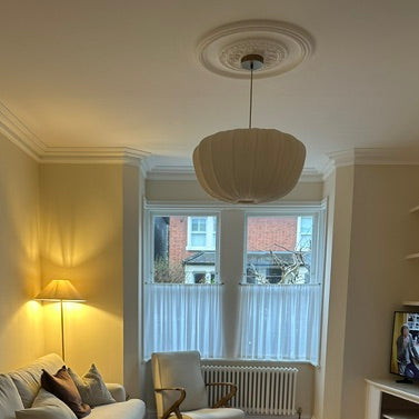 victorian swan neck coving and ceiling rose fitted in living room