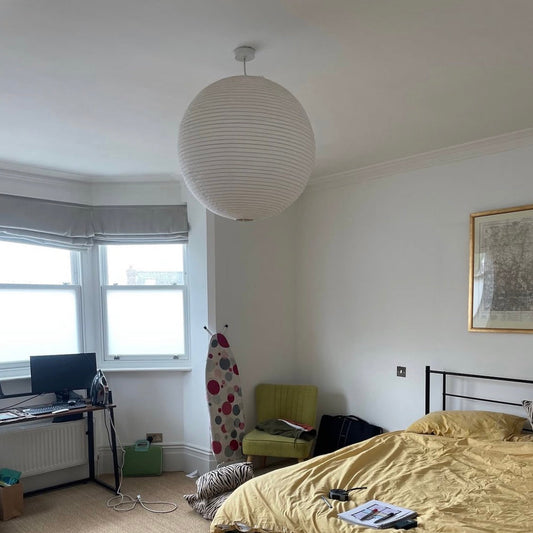 bedroom before plaster ceiling rose instillation