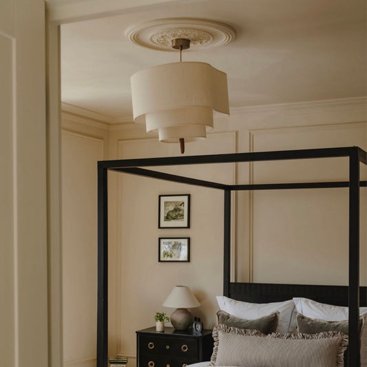 acanthus plaster ceiling rose fitted in bedroom
