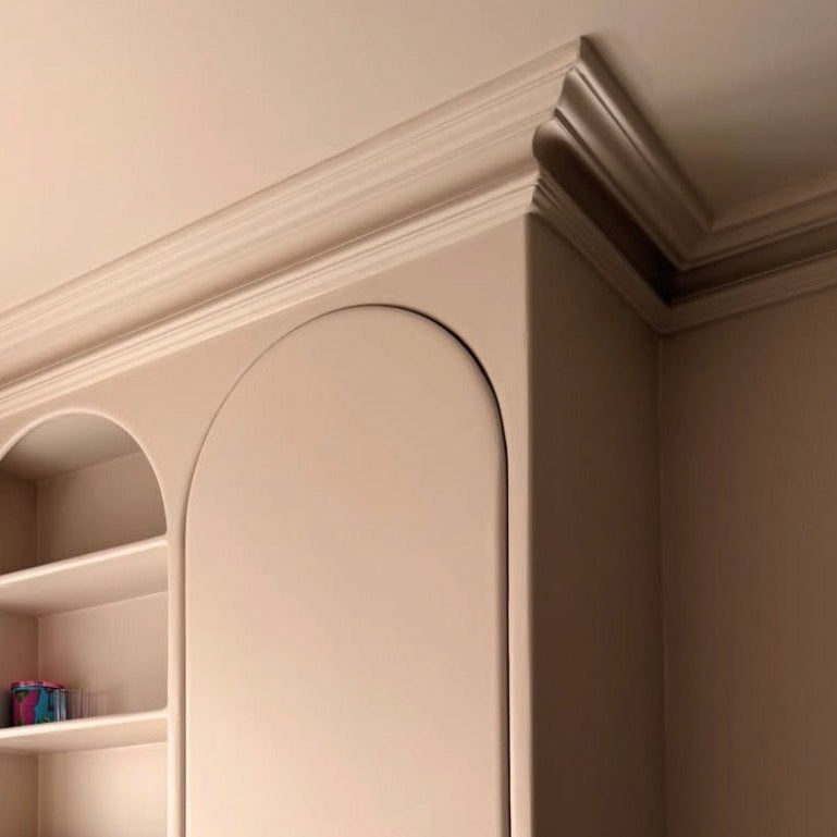 Swan Neck Plaster Coving in Scandinavian Style Interior 