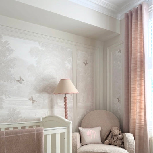 Swan neck plaster coving installed in baby bedroom