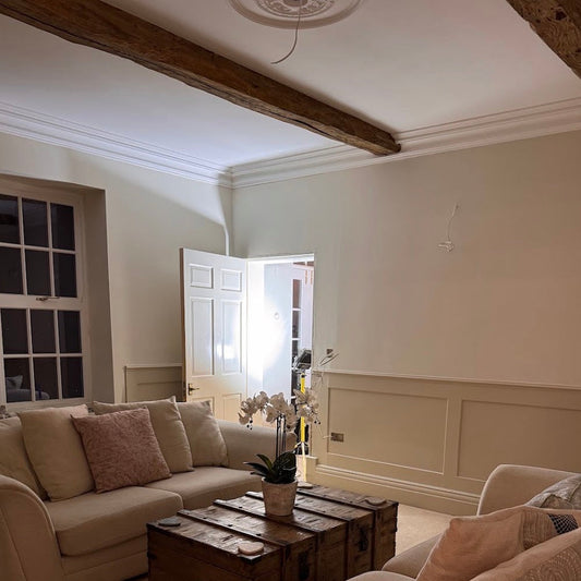 victorian plaster cornice and coving fitted in living room