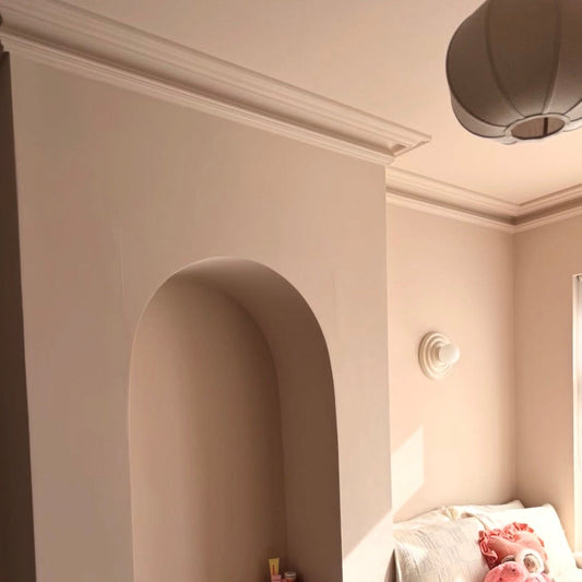 victorian swan neck plaster coving fitted in bedroom