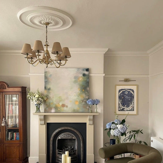 ornate plaster ceiling rose fitted in living room