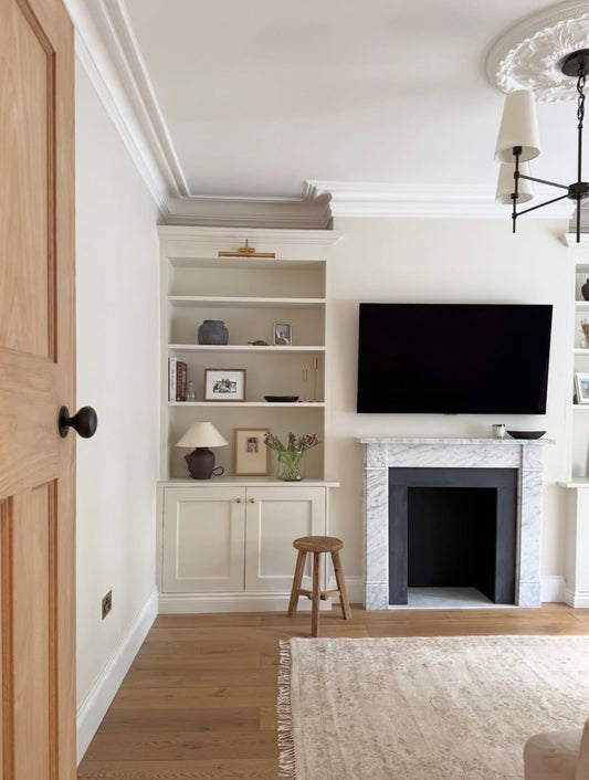 living room with victorian plaster ceiling roses and coving