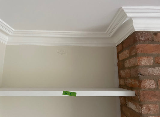 victorian swan neck plaster cornice close up