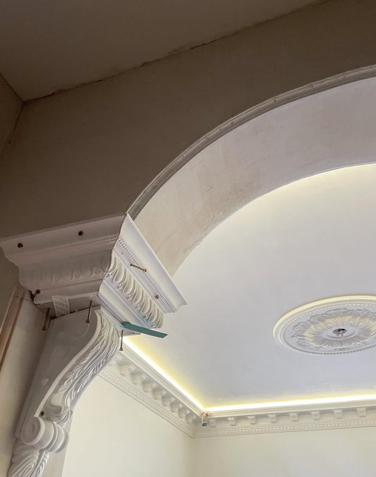 hallway during coving instillation project