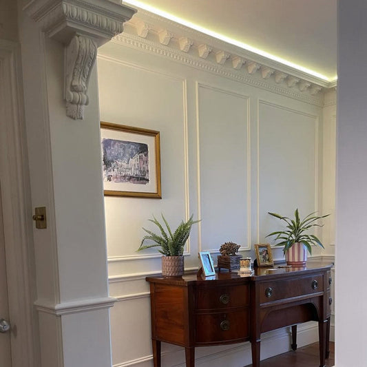 hallway with grand victorian medallion coving and corbels fitted