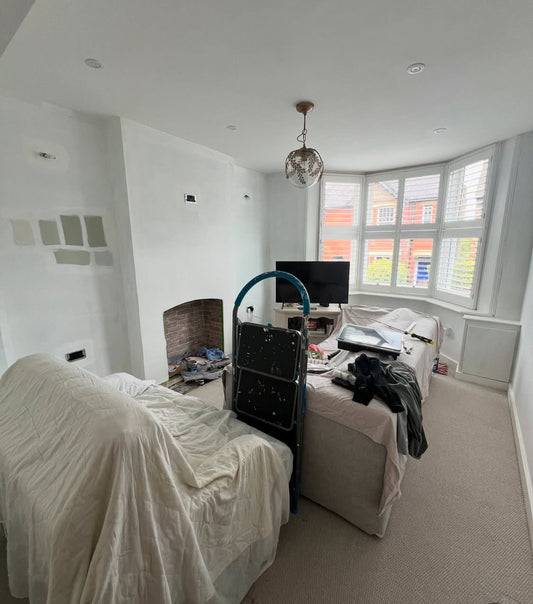 living room prior to coving instillation project