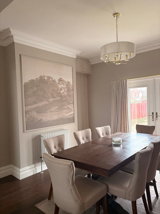 swan neck plaster coving fitted in dining room