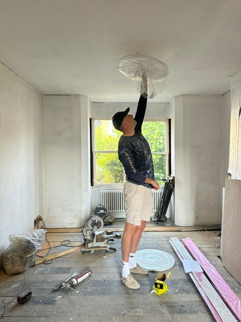 plaster ceiling rose during instillation
