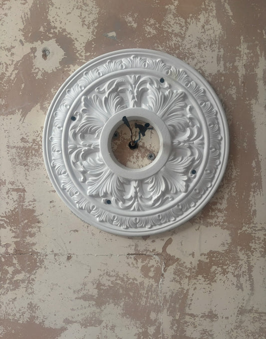 Close up acanthus victorian plaster ceiling rose