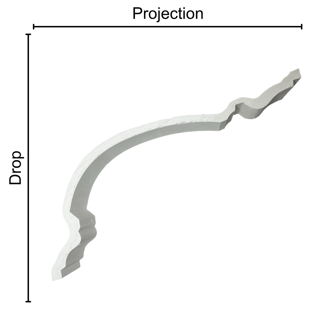 Technical diagram showing coving projection and drop