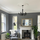 Victorian Plaster Ceiling Rose in Living Room. 