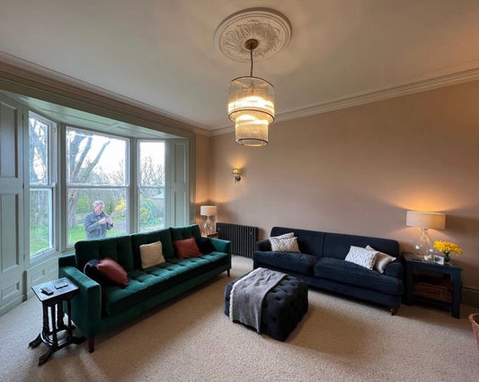large plaster ceiling rose in living room