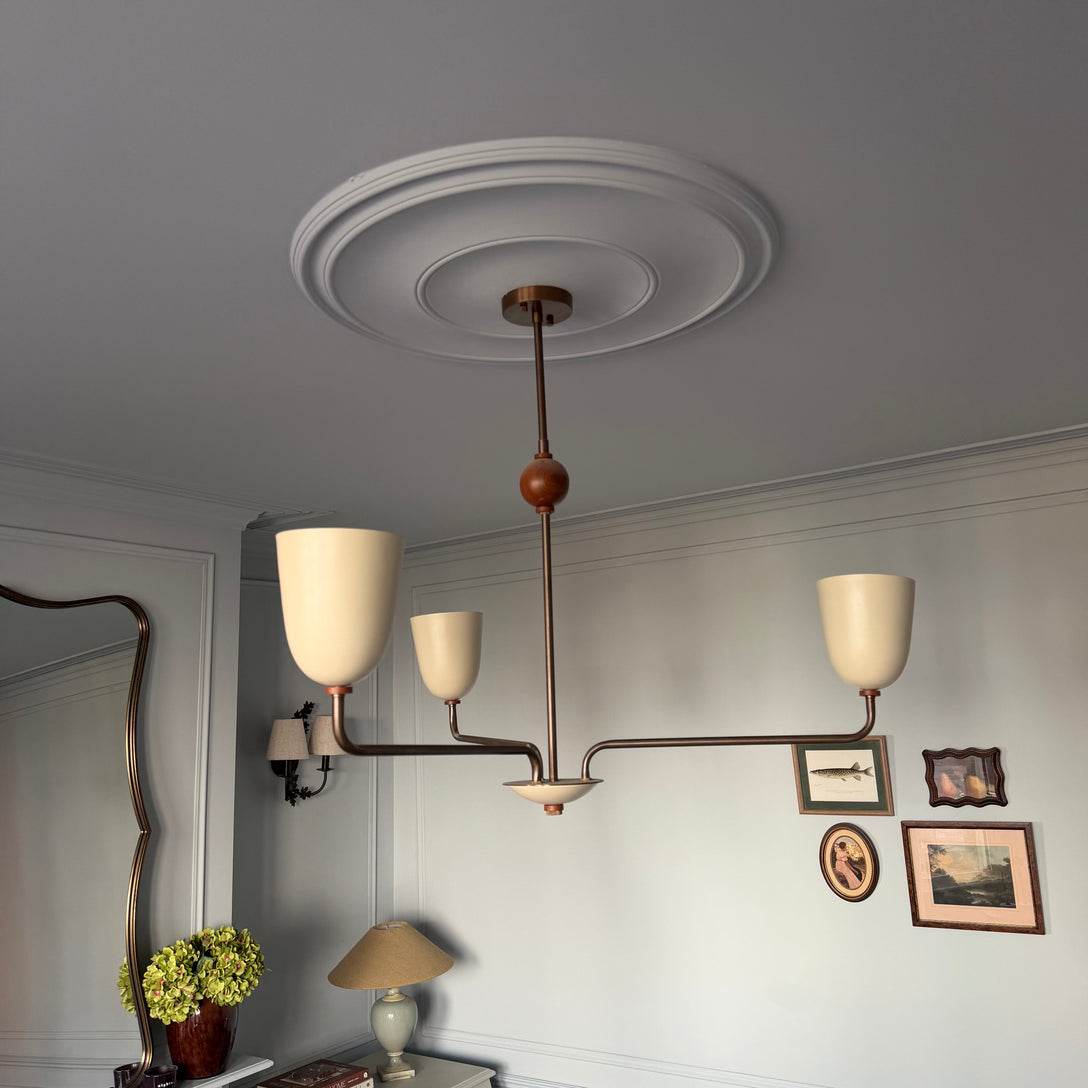 Installed Large Plain Spun Plaster Ceiling Rose