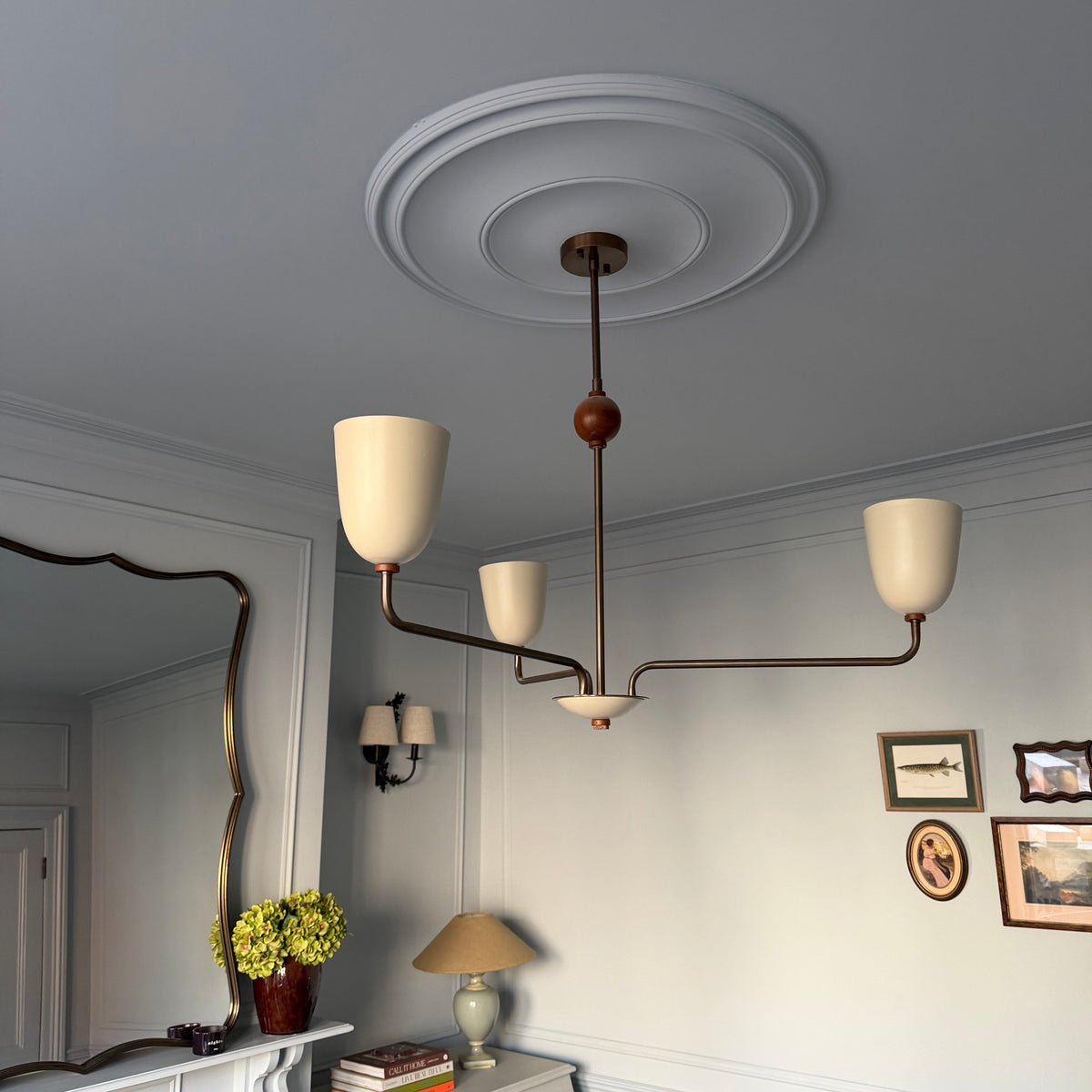 Installed Large Plain Spun Plaster Ceiling Rose