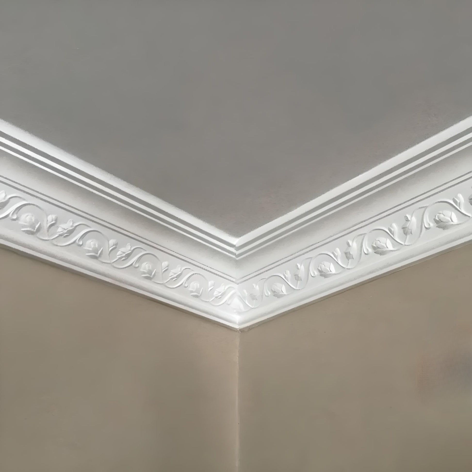floral victorian plaster coving shown in cream room